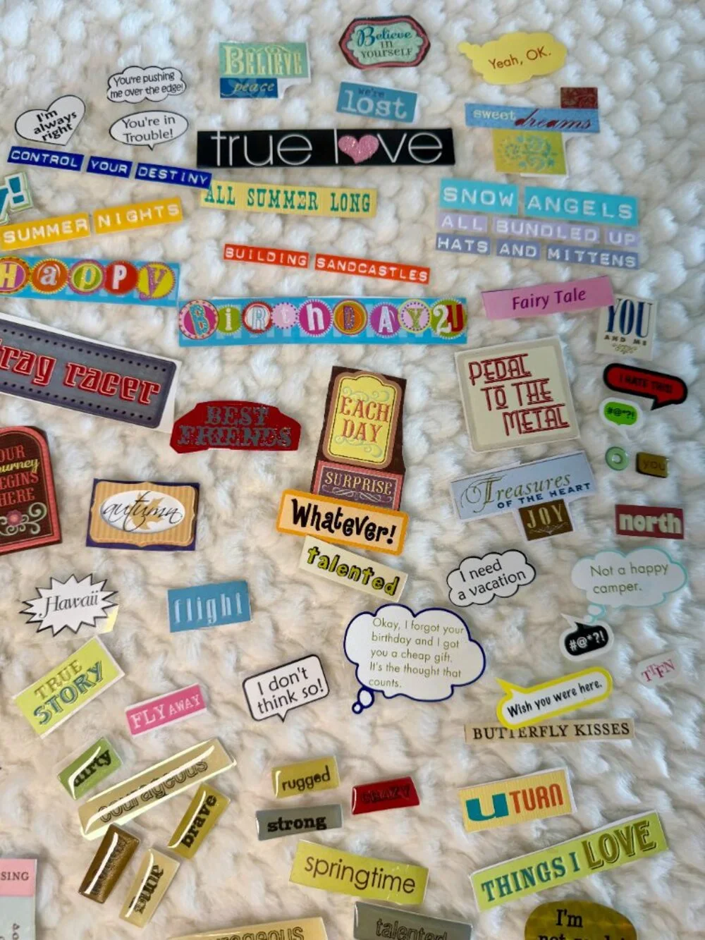 Assorted Words, Sayings and Phrases Scrapbook Sticker Lot